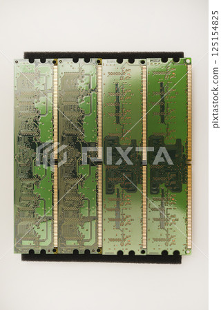 The green bar of RAM. The printed circuit board. 125154825