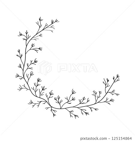 Hand painted wreath made from natural leafy branches. Perfect for wedding stationery, nature themed branding, invitations and seasonal projects. Hand painted wreath made from natural leafy branches. Perfect for wedding stationery, nature themed branding, invitations and seasonal projects. 125154864