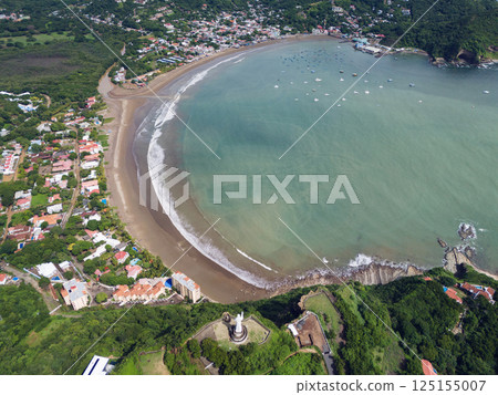 San Juan Del Sur shore aerial drone view 125155007