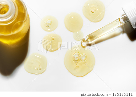 Dropper bottle and drops of retinol face serum 125155111