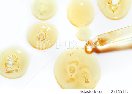 Drops of retinol cosmetic serum and pipette 125155112