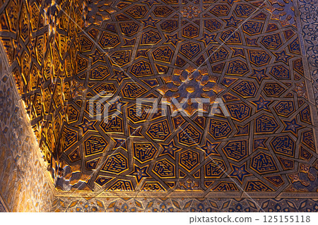 Decorative interior details of Gur-e-Amir mausoleum, Samarkand 125155118