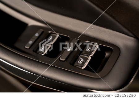 Car door with door handle and window control and adjustment button 125155280