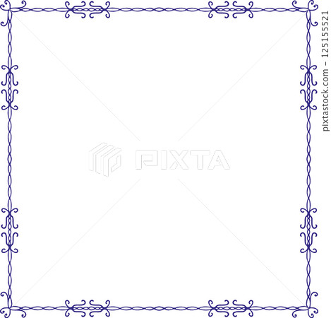 Square Baroque Frame with Elegant Curls, Vintage Ornamental Border 125155521