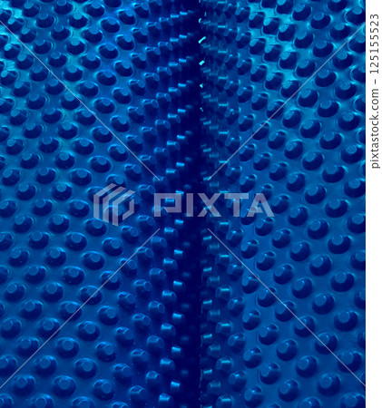 Same Size Round 3D Elements On Blue Rolls. Textured Stock Image With Blue Extruded Cells Abstract Pattern Same Size Round 3D Elements On Blue Rolls. Textured Stock Image With Blue Extruded Cells Abstract Pattern 125155523