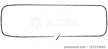 A simple speech bubble with a hand-drawn line drawing style. Very long, rounded corners, a straight line, a tail, pointing down to the left, monochrome. A simple speech bubble with a hand-drawn line drawing style. Very long, rounded corners, a straight line, a tail, pointing down to the left, monochrome. 125155680