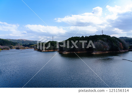 Nunome Dam during cherry blossom season - Clouds rising above Lake Nunome① 125156314
