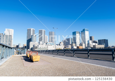 [豐洲大橋]清晨的橋樑與城市景觀 125156430