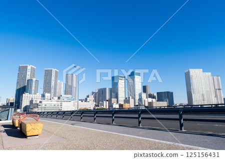 [豐洲大橋]清晨的橋樑與城市景觀 125156431
