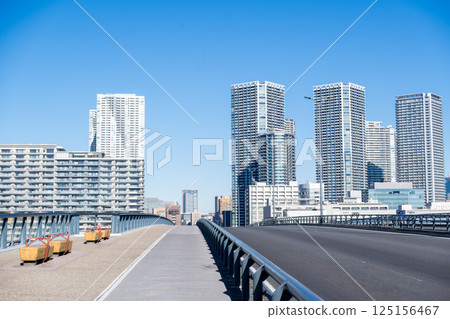 [豐洲大橋]清晨的橋樑與城市景觀 125156467