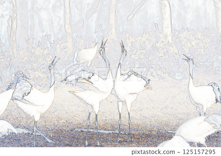 "Red-crowned crane "wild bird"" illustration image 125157295