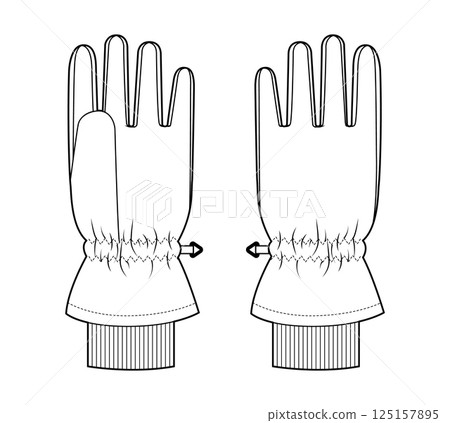 Ski Gloves Igloos with knit cuff Insulated Core Fashion hand accessory clothing technical illustration garment. Vector 125157895