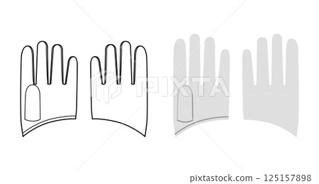 Half Gloves Short Mini length grey cartoon and mockup sketch Fashion hand accessory clothing technical illustration Half Gloves Short Mini length grey cartoon and mockup sketch Fashion hand accessory clothing technical illustration 125157898