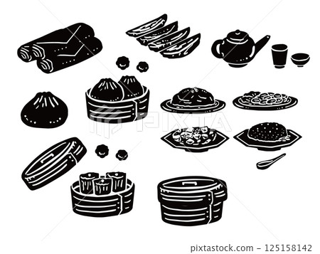 中國食物輪廓插圖集 125158142