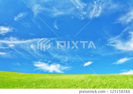 秋天的藍天和美麗的草原風光 秋天的藍天和美麗的草原風光 125158388