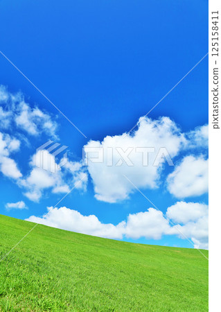 Refreshing summer blue sky and fresh green meadow landscape Refreshing summer blue sky and fresh green meadow landscape 125158411
