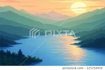 清晨寧靜的湖面 125158450