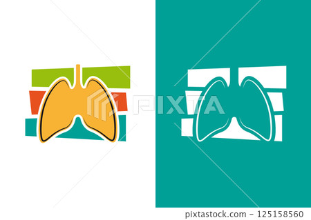 Lungs anatomy logo combination. Medical health logotype design template. 125158560