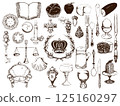 Antique line drawing motif 125160297