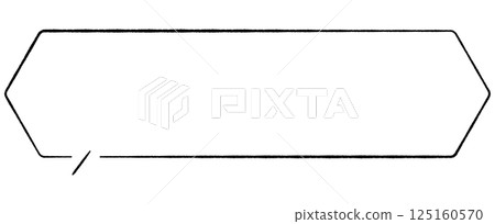 一個簡單的氣泡,具有看起來像手繪的線條畫風格。水平方向很長的六邊形,左下角有一條直線。單色。 一個簡單的氣泡,具有看起來像手繪的線條畫風格。水平方向很長的六邊形,左下角有一條直線。單色。 125160570