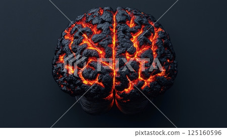 Growth Mindset concept. Brain Shifting from Stone to Fiery Lava Digital Rendering of a Transformative Concept Growth Mindset concept. Brain Shifting from Stone to Fiery Lava Digital Rendering of a Transformative Concept 125160596