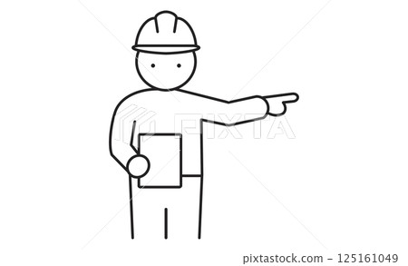 一名工人在施工現場發出指示的圖示插圖 125161049