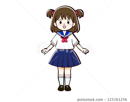 Doodle style cute high school girl illustration 2 125161256