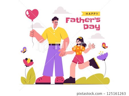 Happy Father's Day Vector Illustration on June 15 Featuring a Father with His Son or Daughter Playing Together in a Flat Style Cartoon Background Happy Father's Day Vector Illustration on June 15 Featuring a Father with His Son or Daughter Playing Together in a Flat Style Cartoon Background 125161263