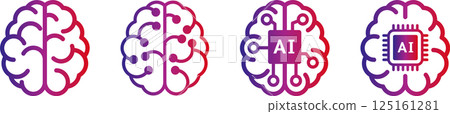 AI/人工智慧大腦圖示 4 AI/人工智慧大腦圖示 4 125161281
