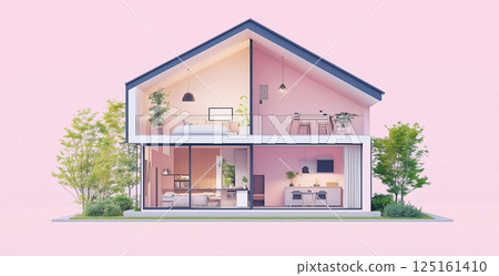 Contemporary two-storey house cross section 125161410