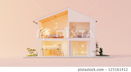 Contemporary two-storey house cross section 125161412