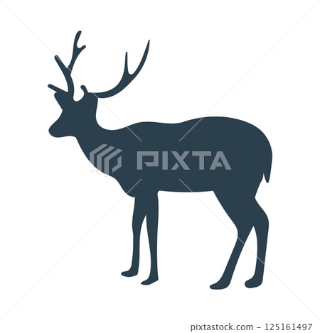 一隻有著令人印象深刻的鹿角的鹿的簡單輪廓 125161497