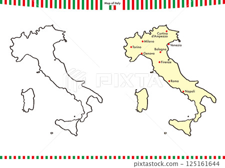 Italy hand drawn map set Italy hand drawn map set 125161644