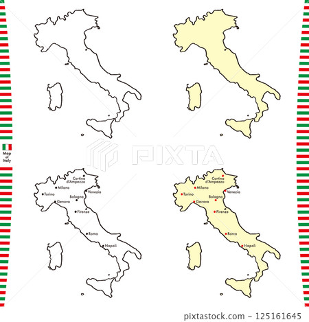 Italy hand drawn map set Italy hand drawn map set 125161645