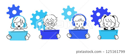 Children doing programming Children doing programming 125161799
