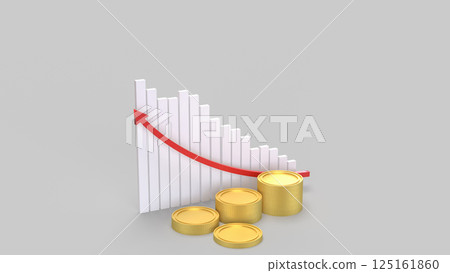 The Gold coins and chart for Business concept 3d Rendering. The Gold coins and chart for Business concept 3d Rendering. 125161860