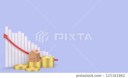 The Gold coins and House for Business concept 3d Rendering. 125161862