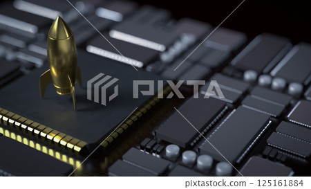 The Gold Rocket on Mother Board for Business concept 3d Rendering. The Gold Rocket on Mother Board for Business concept 3d Rendering. 125161884