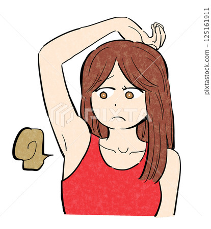 A woman who is concerned about underarm odor (Color 2) A woman who is concerned about underarm odor (Color 2) 125161911