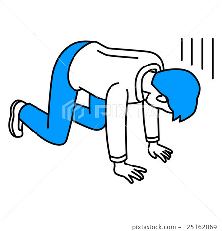 隨便的男人跪下，感到沮喪 125162069