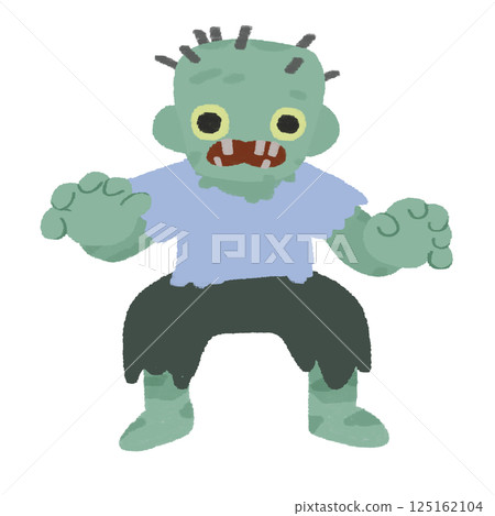 Halloween zombie loose color hand drawn illustration 125162104