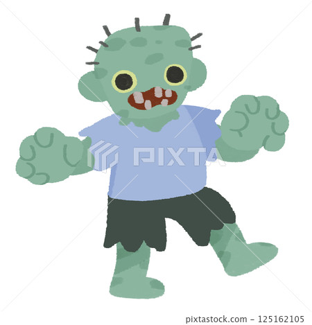 Loose hand-drawn color illustration of Halloween zombies 125162105