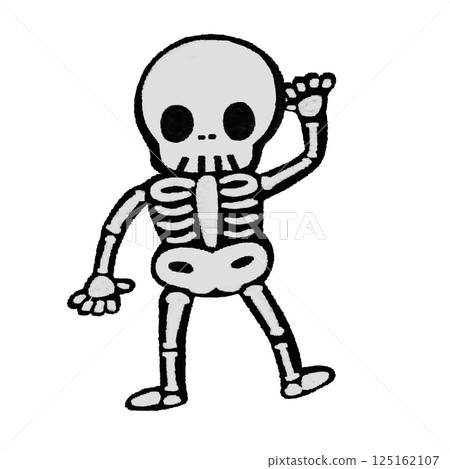 Loose hand-drawn color illustration of a skeleton 125162107