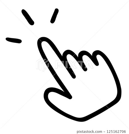 Hand-drawn simple black and white pointing finger illustration icon simple pointing finger 125162706