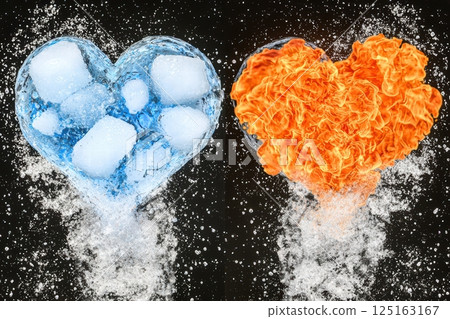 Contrasting Hearts The Visual Representation of Ice and Fire in a Unique Artistic Style 125163167