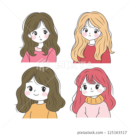 Flat Design Illustration Set of Adorable Pretty Young Girl Cartoon Character Wearing Casual Clothes Flat Design Illustration Set of Adorable Pretty Young Girl Cartoon Character Wearing Casual Clothes 125163517