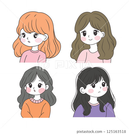 Flat Design Illustration Set of Adorable Pretty Young Girl Cartoon Character Wearing Casual Clothes Flat Design Illustration Set of Adorable Pretty Young Girl Cartoon Character Wearing Casual Clothes 125163518