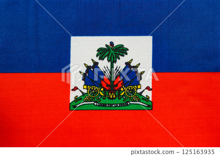 National flag of Haiti displayed on fabric 125163935