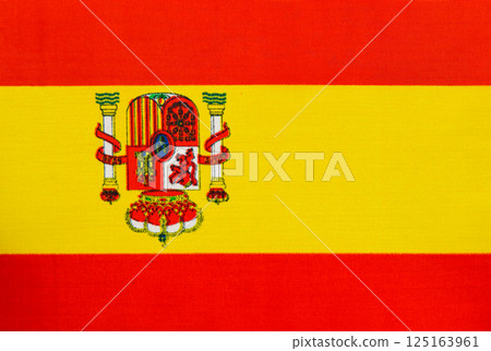 Spanish flag with vibrant colors and detailed emblem Spanish flag with vibrant colors and detailed emblem 125163961