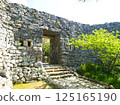 Stone walls and stairs at Nakijin Castle ruins 125165190
